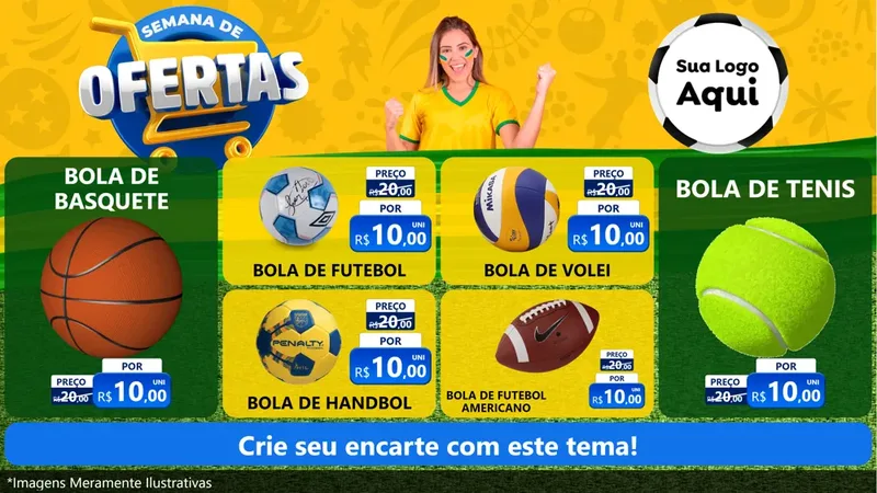 Modelo de TV para TV Horizontal com o tema Semana de Ofertas - Copa para Artigos Esportivos