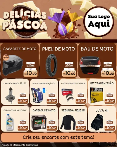 Modelo de Rede Social para Feed Instagram com o tema Delícias de Páscoa para Moto peças