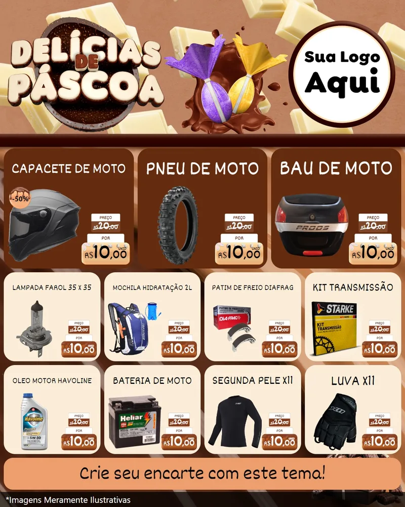 Modelo de Rede Social para Feed Instagram com o tema Delícias de Páscoa para Moto peças
