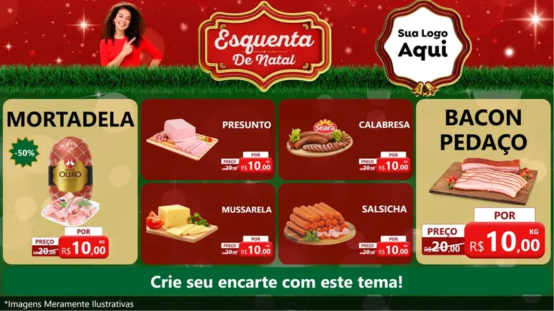 Modelo de TV para TV Horizontal com o tema Esquenta de Natal para Frios e Laticínios