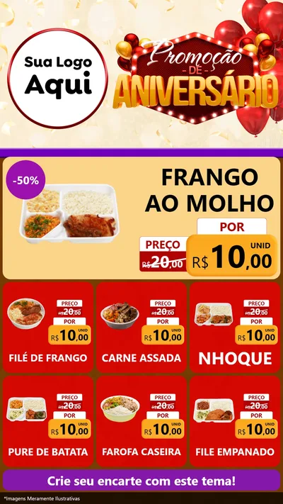 Modelo de Rede Social para Stories com o tema Promoção de Aniversário para Restaurante