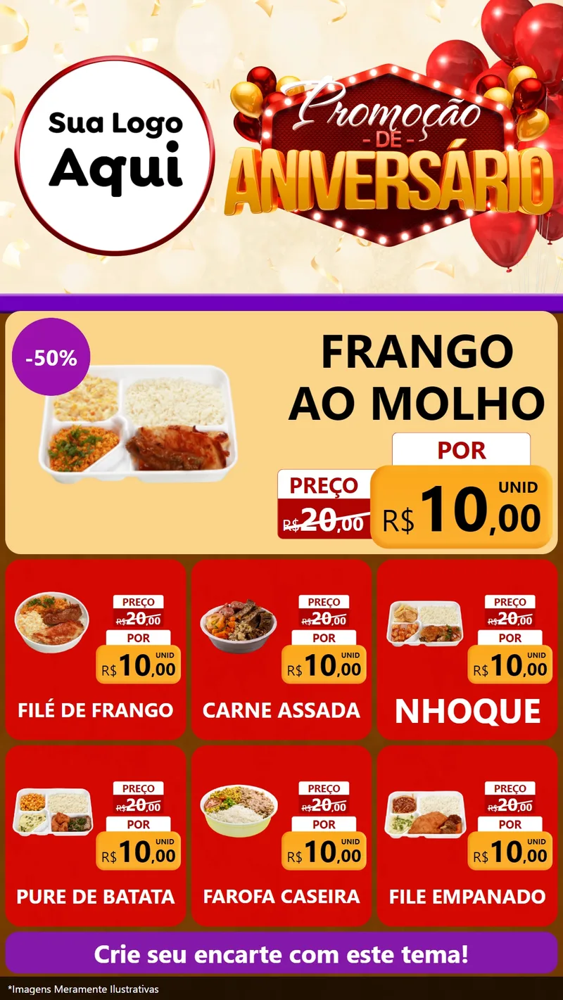 Modelo de Rede Social para Stories com o tema Promoção de Aniversário para Restaurante
