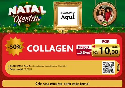 Modelo de Cartaz para Cartaz A4 Horizontal com o tema Natal de Ofertas para Suplementos alimentares