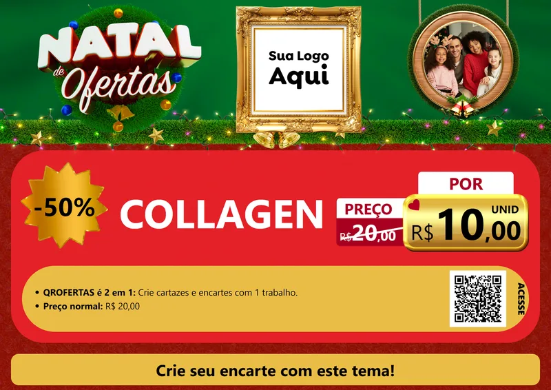 Modelo de Cartaz para Cartaz A4 Horizontal com o tema Natal de Ofertas para Suplementos alimentares