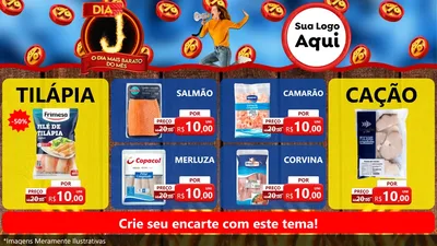 Modelo de TV para TV Horizontal com o tema Dia J - O Dia Mais Barato Do Mês para Peixaria