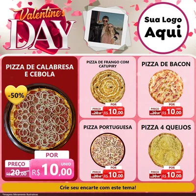 Modelo de Rede Social para Feed Facebook com o tema Valentine's Day para Pizzaria