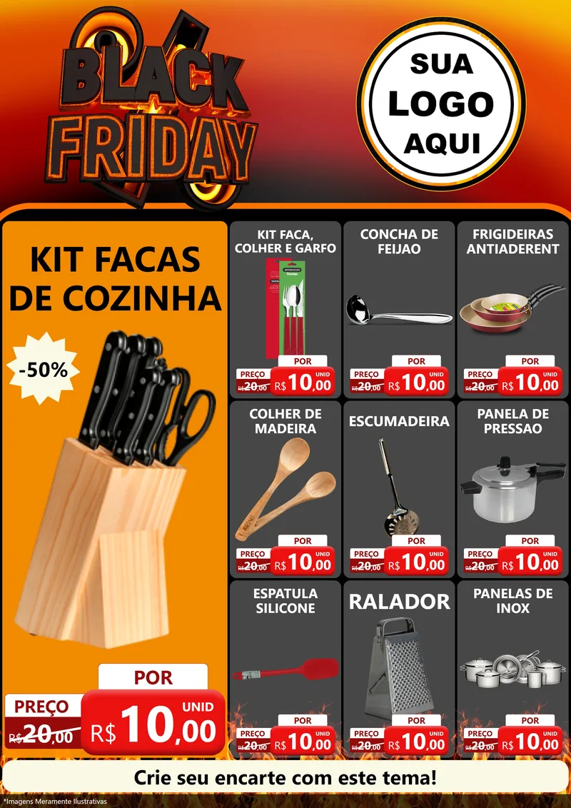 Modelo de Encarte para Encarte A4 Vertical com o tema Black Friday para Utilidades Domésticas