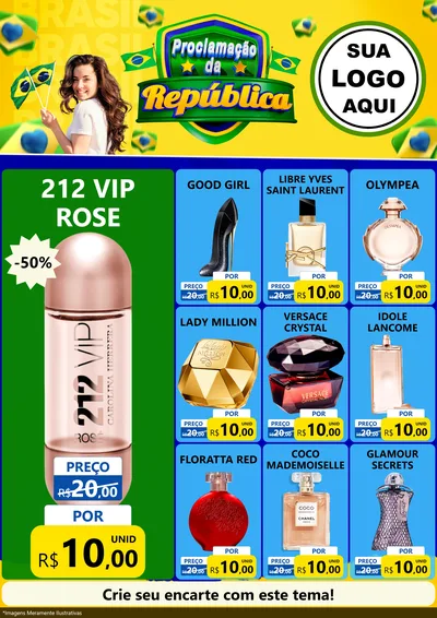 Modelo de Encarte para Encarte A4 Vertical com o tema Proclamação da República para Perfumes