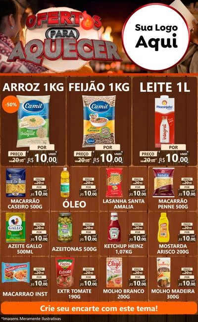 Modelo de Encarte para Encarte Grande com o tema Ofertas Para Aquecer para Supermercado