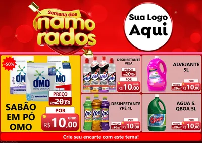 Modelo de Encarte para Encarte A4 Horizontal com o tema Semana dos namorados para Produtos de Limpeza