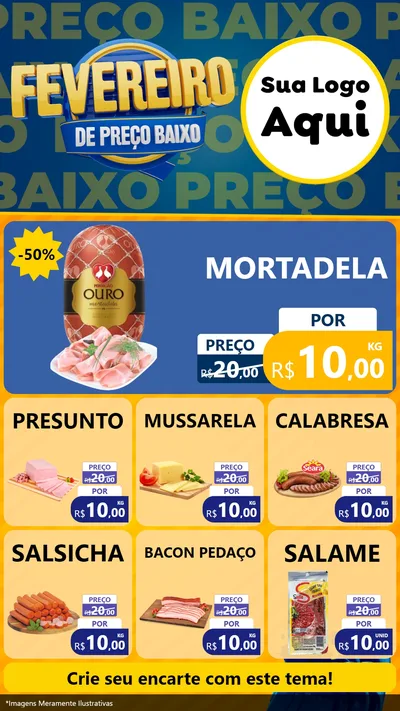Modelo de Rede Social para Stories com o tema Fevereiro de Preço Baixo para Frios e Laticínios