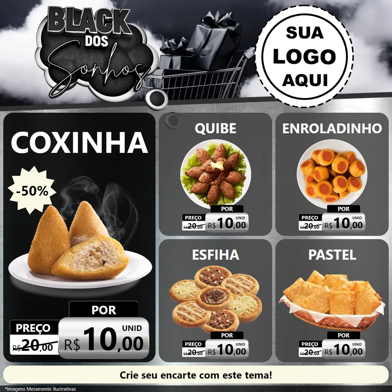 Modelo de Rede Social para Feed Facebook com o tema Black dos Sonhos para Salgadaria