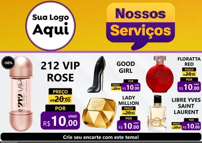 Modelo de Encarte para Encarte A4 Horizontal com o tema Nossos Serviços para Perfumes