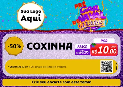 Modelo de Cartaz para Cartaz A4 Horizontal com o tema Pré Carnaval de Ofertas para Salgadaria