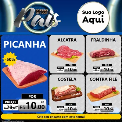Modelo de Rede Social para Feed Facebook com o tema Sorteio Dia Dos Pais para Açougue