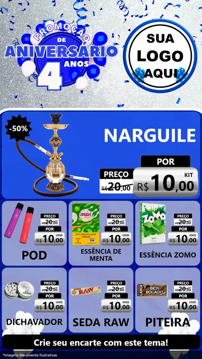 Modelo de Rede Social para Stories com o tema Promoção de Aniversário - 4 Anos para Tabacaria