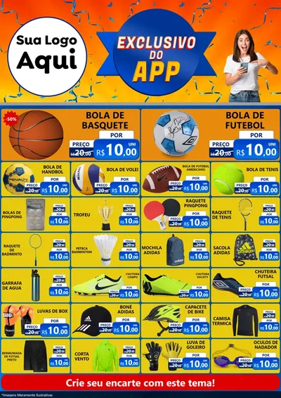 Modelo de Encarte para Encarte A4 Vertical com o tema Exclusivo do Aplicativo para Artigos Esportivos