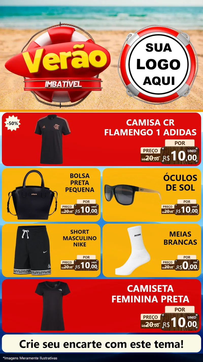 Modelo de TV para TV Vertical com o tema Verão Imbatível para Roupas e acessórios