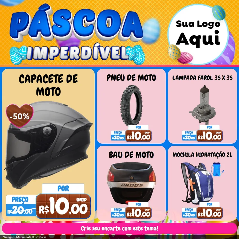 Modelo de Rede Social para Feed Facebook com o tema Páscoa Imperdível para Moto peças