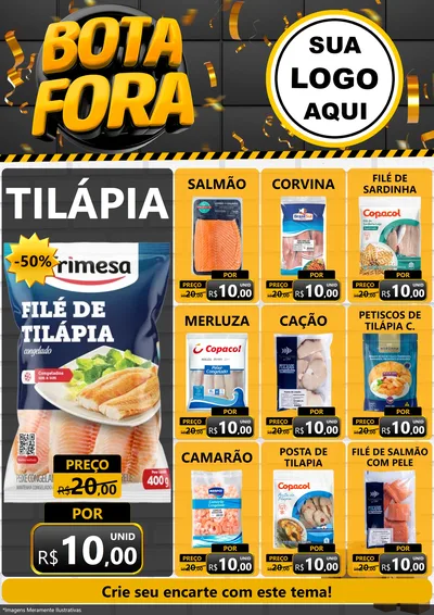 Modelo de Encarte para Encarte A4 Vertical com o tema Bota Fora para Peixaria