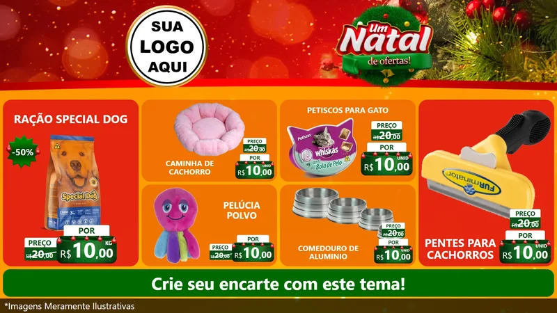 Modelo de TV para TV Horizontal com o tema Um Natal de Ofertas para Pet Shop