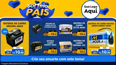 Modelo de TV para TV Horizontal com o tema Sorteio Dia dos Pais para Baterias Elétricas