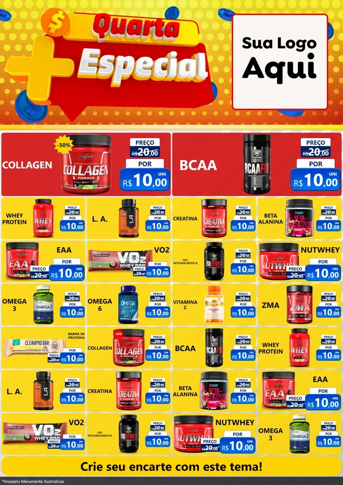Modelo de Encarte para Encarte A4 Vertical com o tema Quarta Mais Especial para Suplementos alimentares