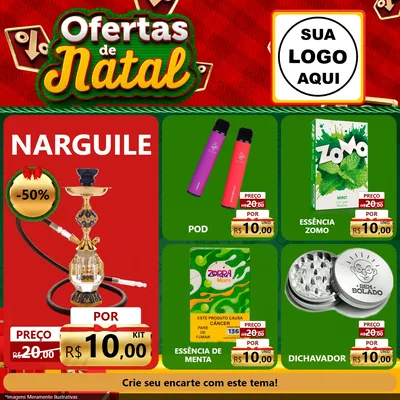 Modelo de Rede Social para Feed Facebook com o tema Ofertas de Natal para Tabacaria