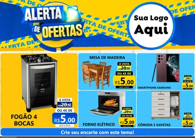 Modelo de Encarte para Encarte A4 Horizontal com o tema Alerta de Ofertas para Móveis e Eletro