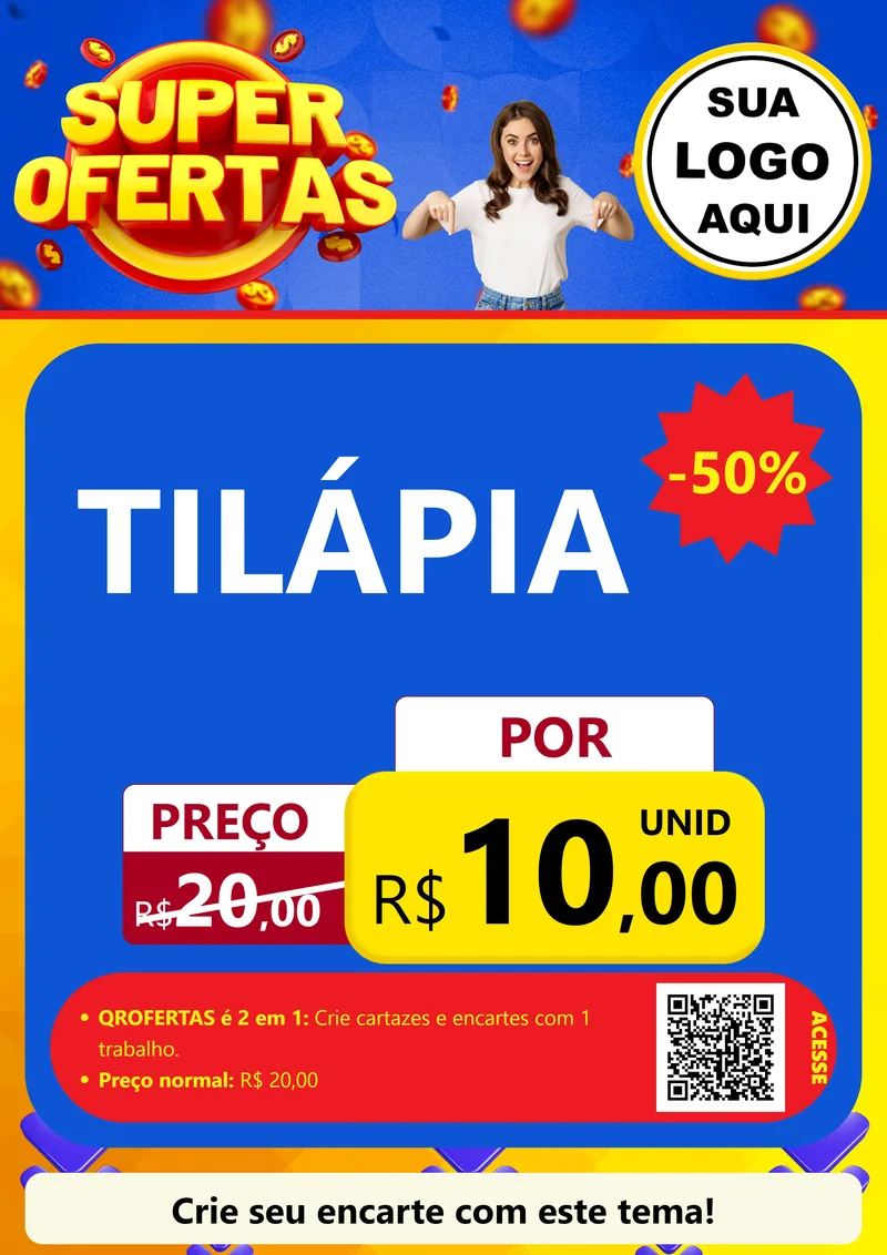 Modelo de Cartaz para Cartaz A4 Vertical com o tema Super Ofertas para Peixaria