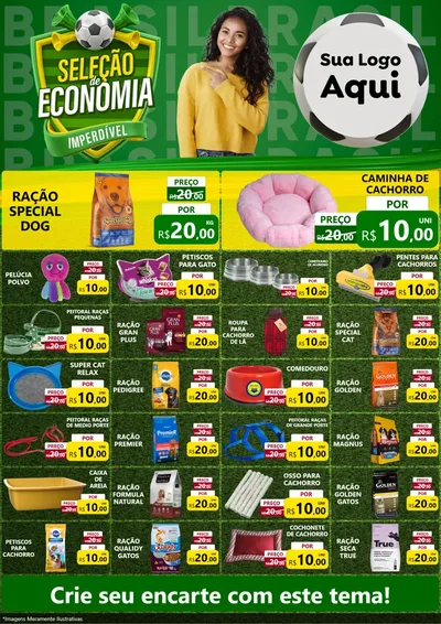 Modelo de Encarte para Encarte A4 Vertical com o tema Seleção de Economia - Copa para Pet Shop