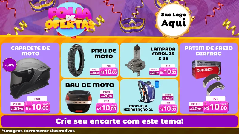 Modelo de TV para TV Horizontal com o tema Folia de Ofertas para Moto peças