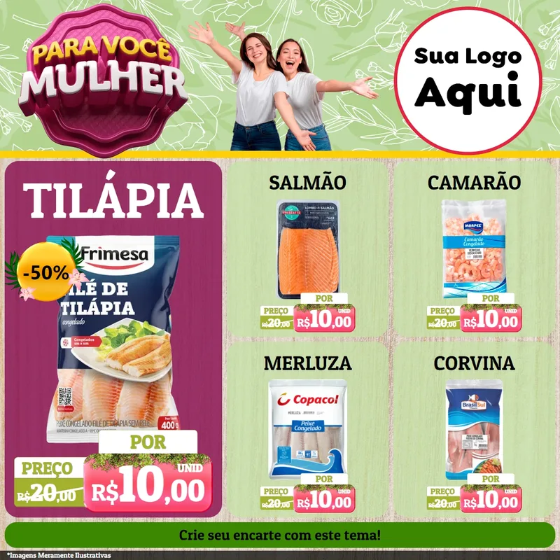 Modelo de Rede Social para Feed Facebook com o tema Para Você Mulher para Peixaria