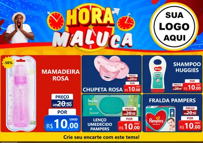 Modelo de Encarte para Encarte A4 Horizontal com o tema Hora Maluca para Bebês