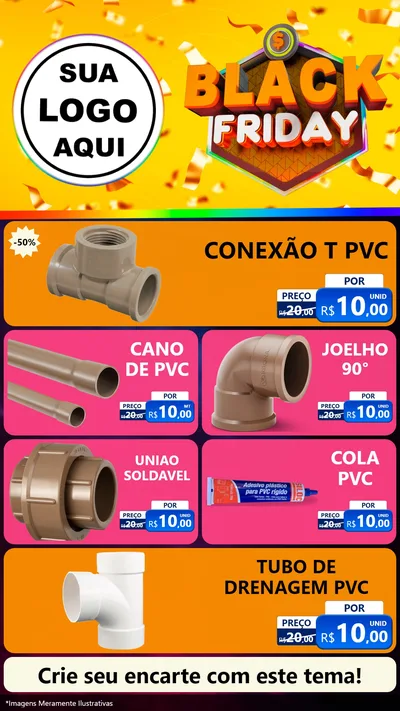 Modelo de TV para TV Vertical com o tema Black Friday para Tubos e conexões