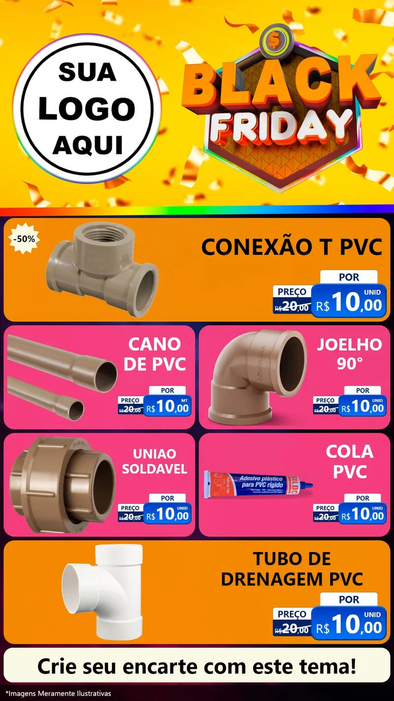 Modelo de TV para TV Vertical com o tema Black Friday para Tubos e conexões