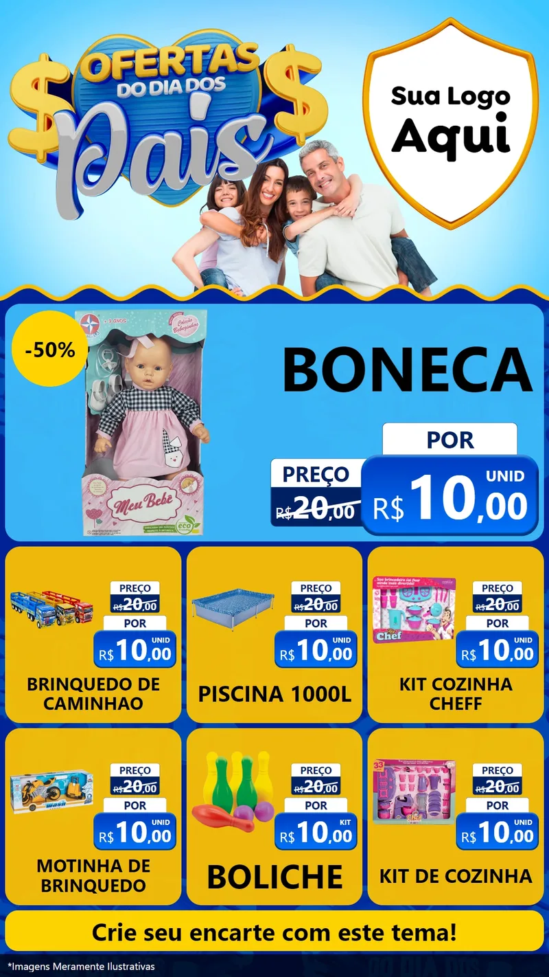 Modelo de Rede Social para Stories com o tema Ofertas do Dia dos Pais para Brinquedos