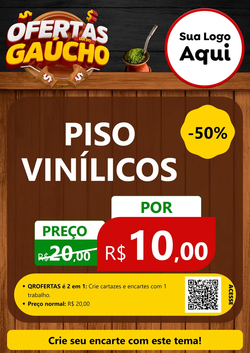 Modelo de Cartaz para Cartaz A4 Vertical com o tema Ofertas Dia do Gaúcho para Material para Construção