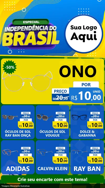 Modelo de Rede Social para Stories com o tema Especial Independência do Brasil para Óticas