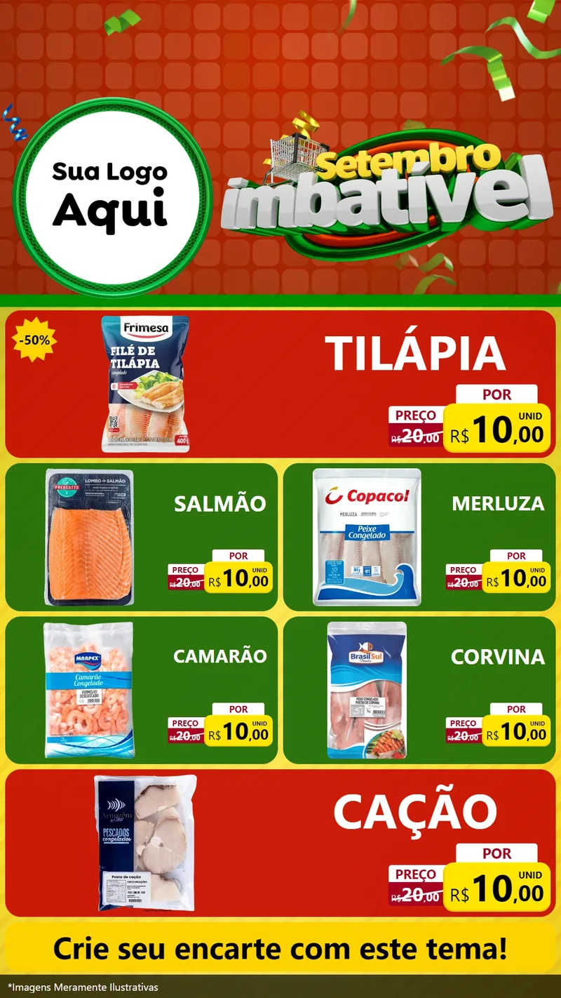 Modelo de TV para TV Vertical com o tema Setembro Imbatível para Peixaria