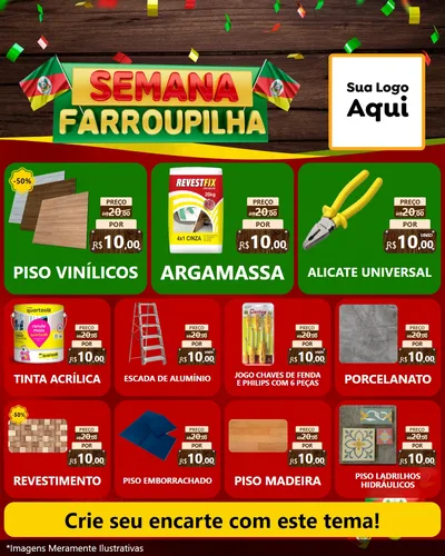 Modelo de Rede Social para Feed Instagram com o tema Semana Farroupilha para Material para Construção