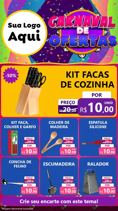 Modelo de Rede Social para Stories com o tema Carnaval de Ofertas para Utilidades Domésticas