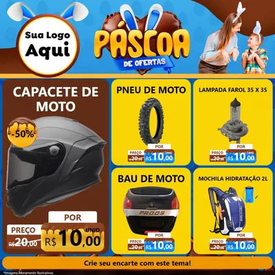 Modelo de Rede Social para Feed Facebook com o tema Páscoa de Ofertas para Moto peças