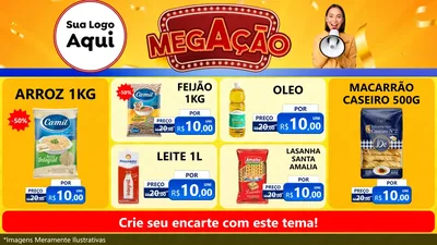 Modelo de TV para TV Horizontal com o tema Mega Ação para Supermercado