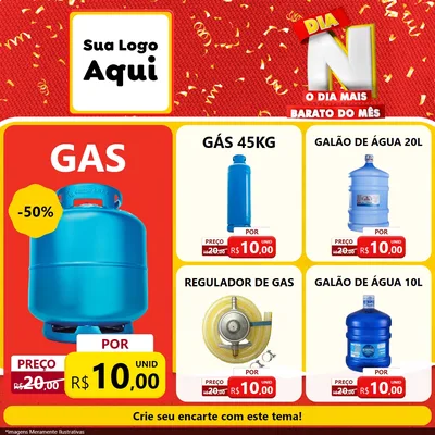 Modelo de Rede Social para Feed Facebook com o tema Dia N o Dia Mais Barato do Mês para Água e gás