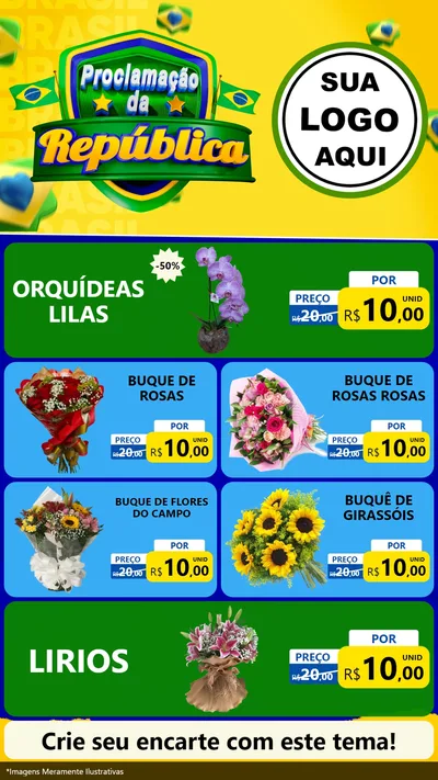 Modelo de TV para TV Vertical com o tema Proclamação da República para Floricultura e jardim