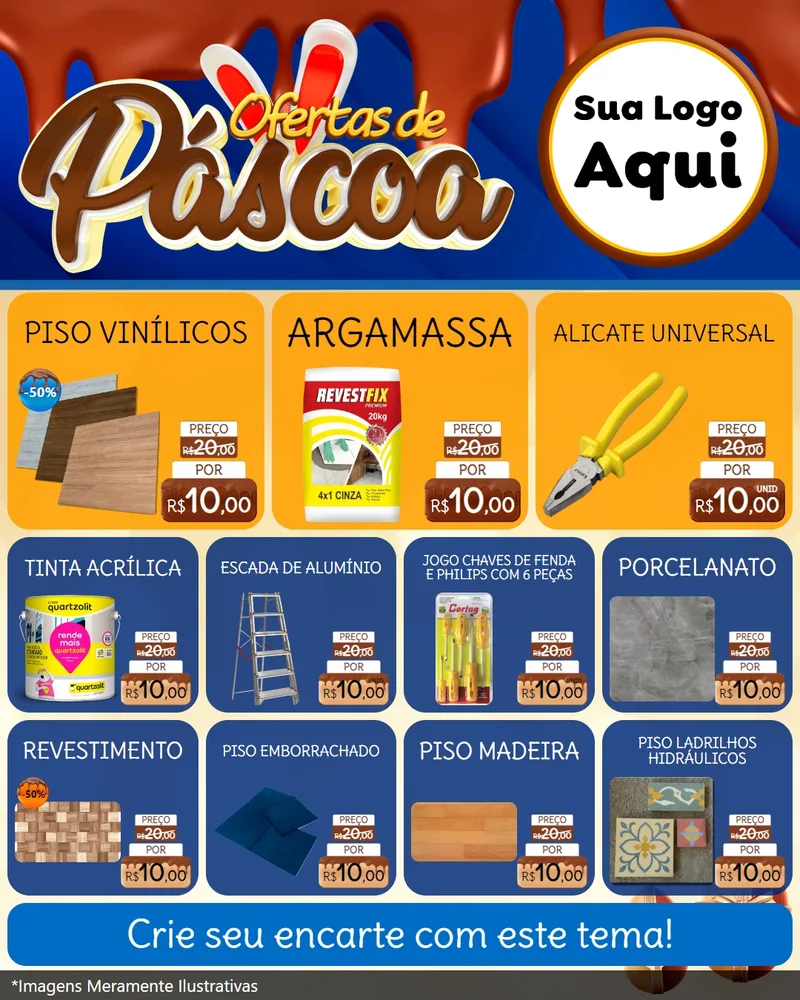 Modelo de Rede Social para Feed Instagram com o tema Ofertas de Páscoa para Material para Construção