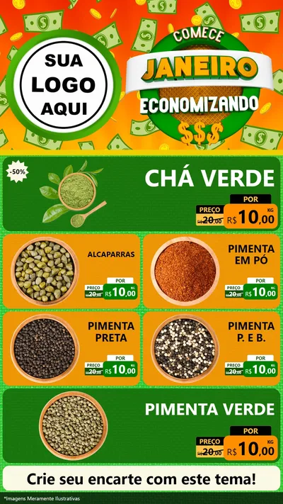 Modelo de TV para TV Vertical com o tema Comece Janeiro Economizando para Produtos Naturais