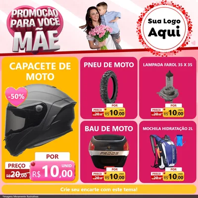 Modelo de Rede Social para Feed Facebook com o tema Promoção Para Você Mãe para Moto peças
