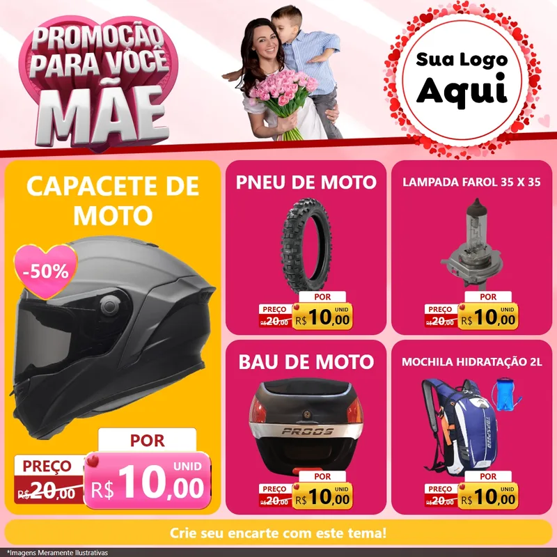 Modelo de Rede Social para Feed Facebook com o tema Promoção Para Você Mãe para Moto peças